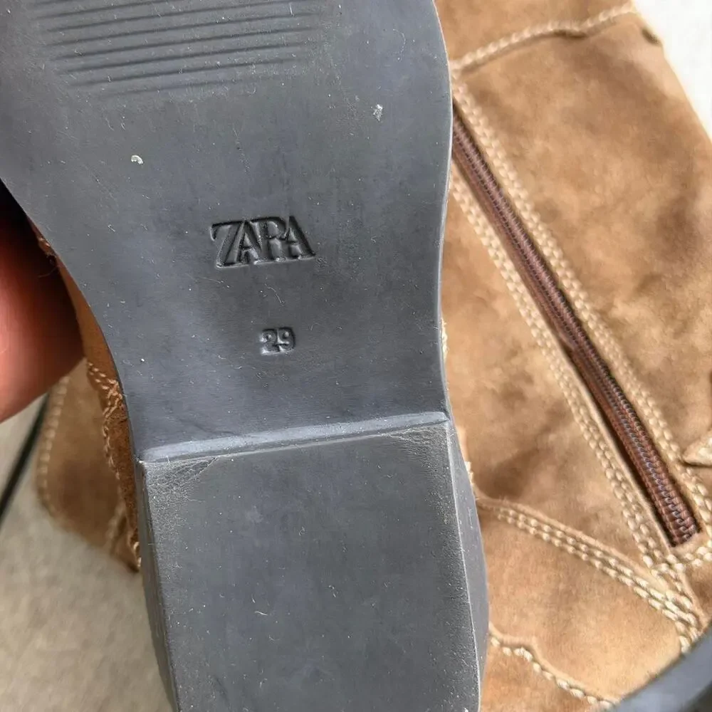 Zara kids brown suede western